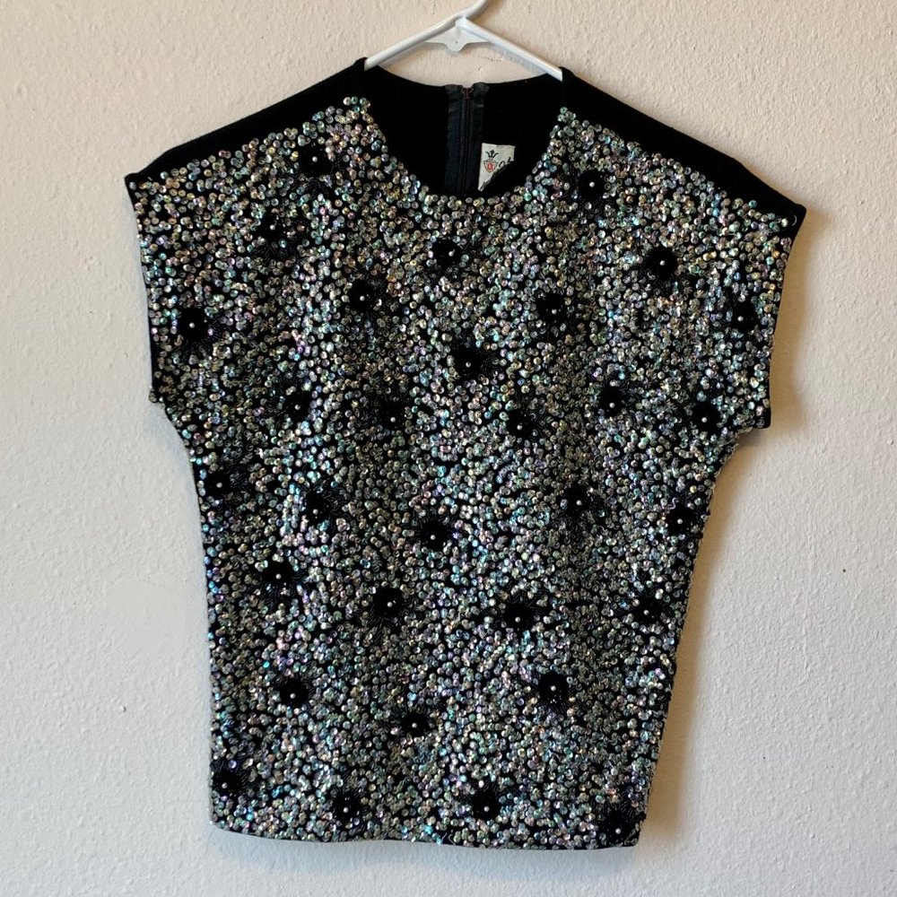 Vintage Orbach's 1950s Sequined Wool Top